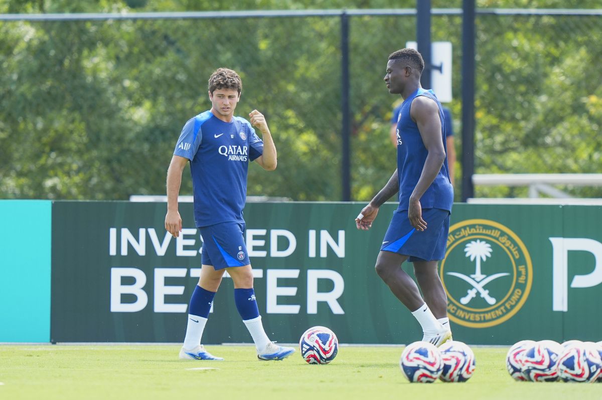 Joao NEVES et Nuno MENDES, à d'entraînement