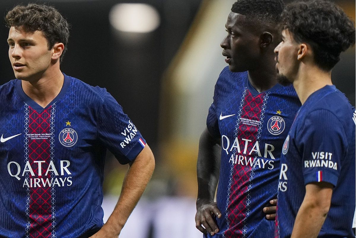 Joao NEVES, Nuno MENDES, VITINHA joueurs du PSG